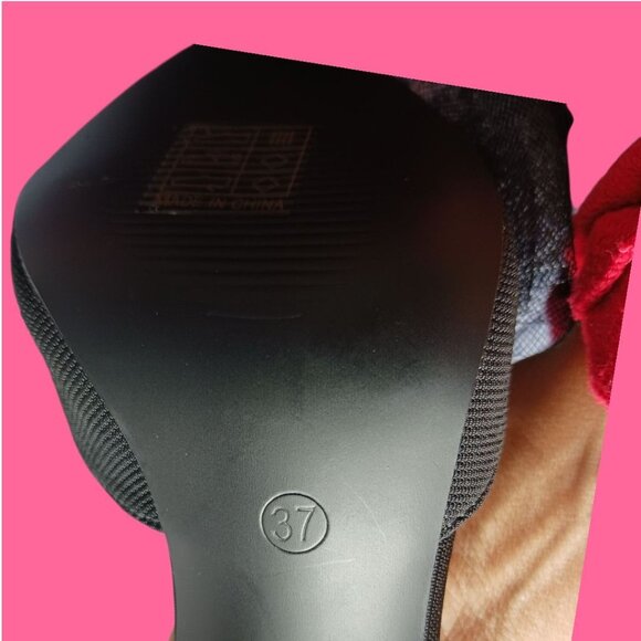 Pointed Toe Heels With Tulle Bow Detail & Ankle Strap Elegant Women Blck Size 37 - Picture 8 of 16